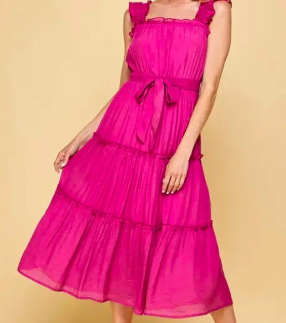 Ruffled Sleeveless Midi Dress